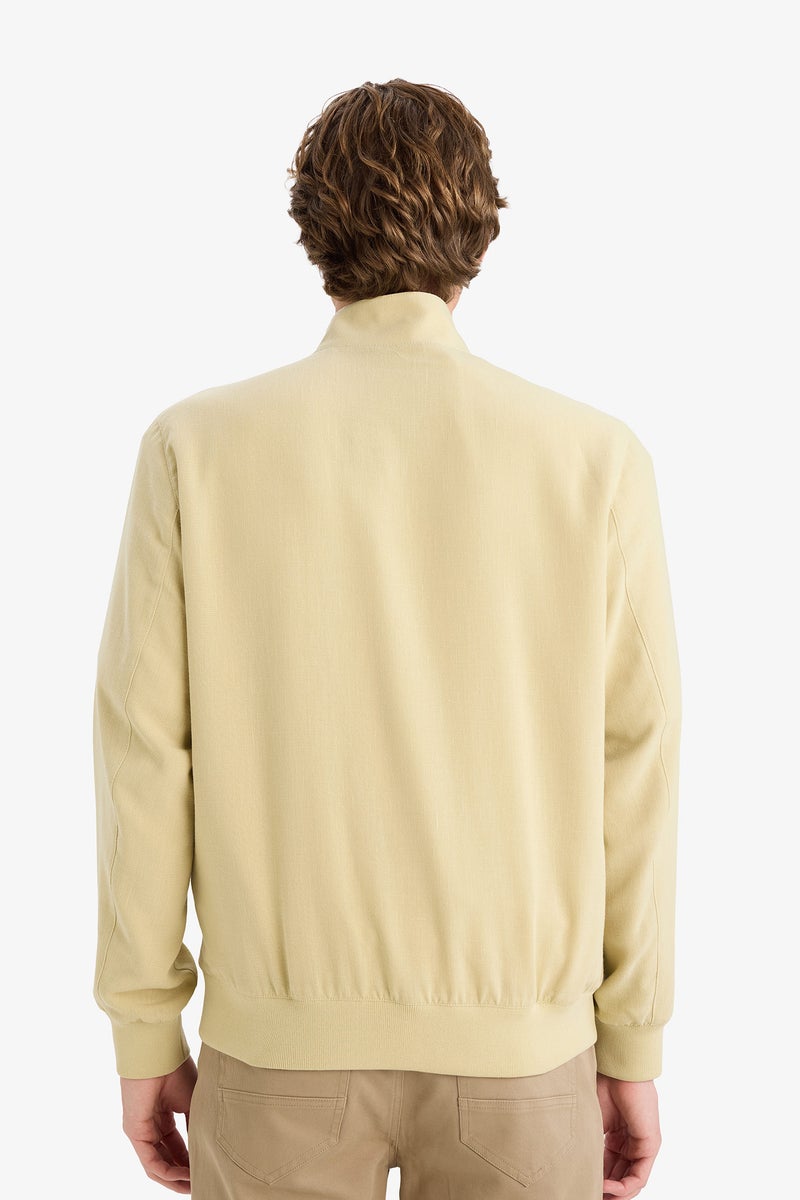 DeFacto Beige Man Regular Fit High Neck Zip-Up Jacket Casual - Image 5